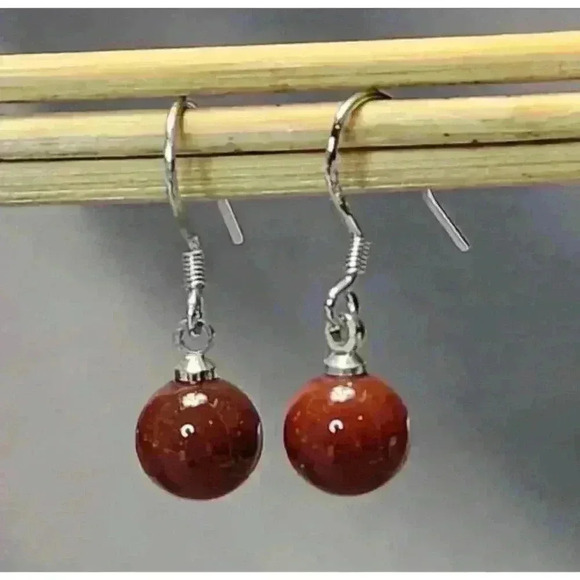 Unbranded Jewelry - Vintage Sterling Silver & Agate Dangle Drop Earrings Pierced .925 Southwestern